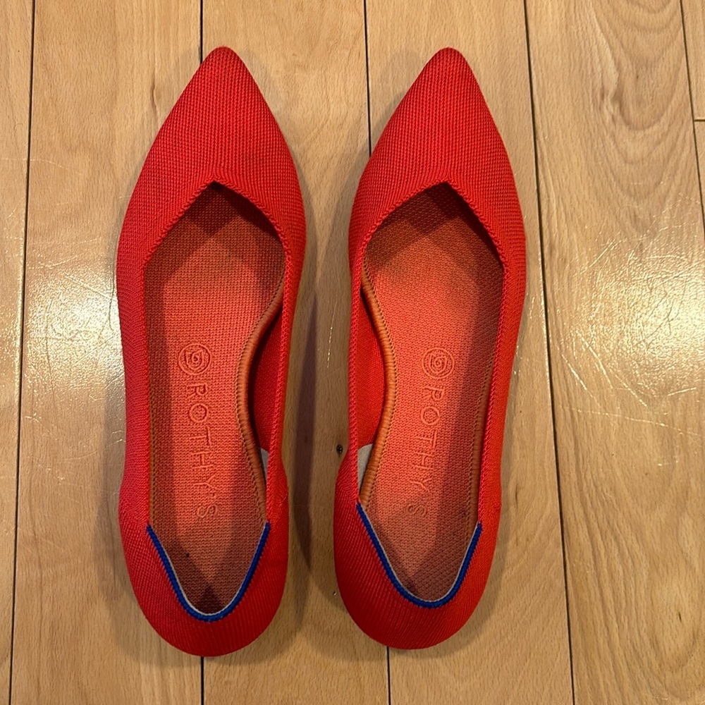 Rothys red pointy flats
